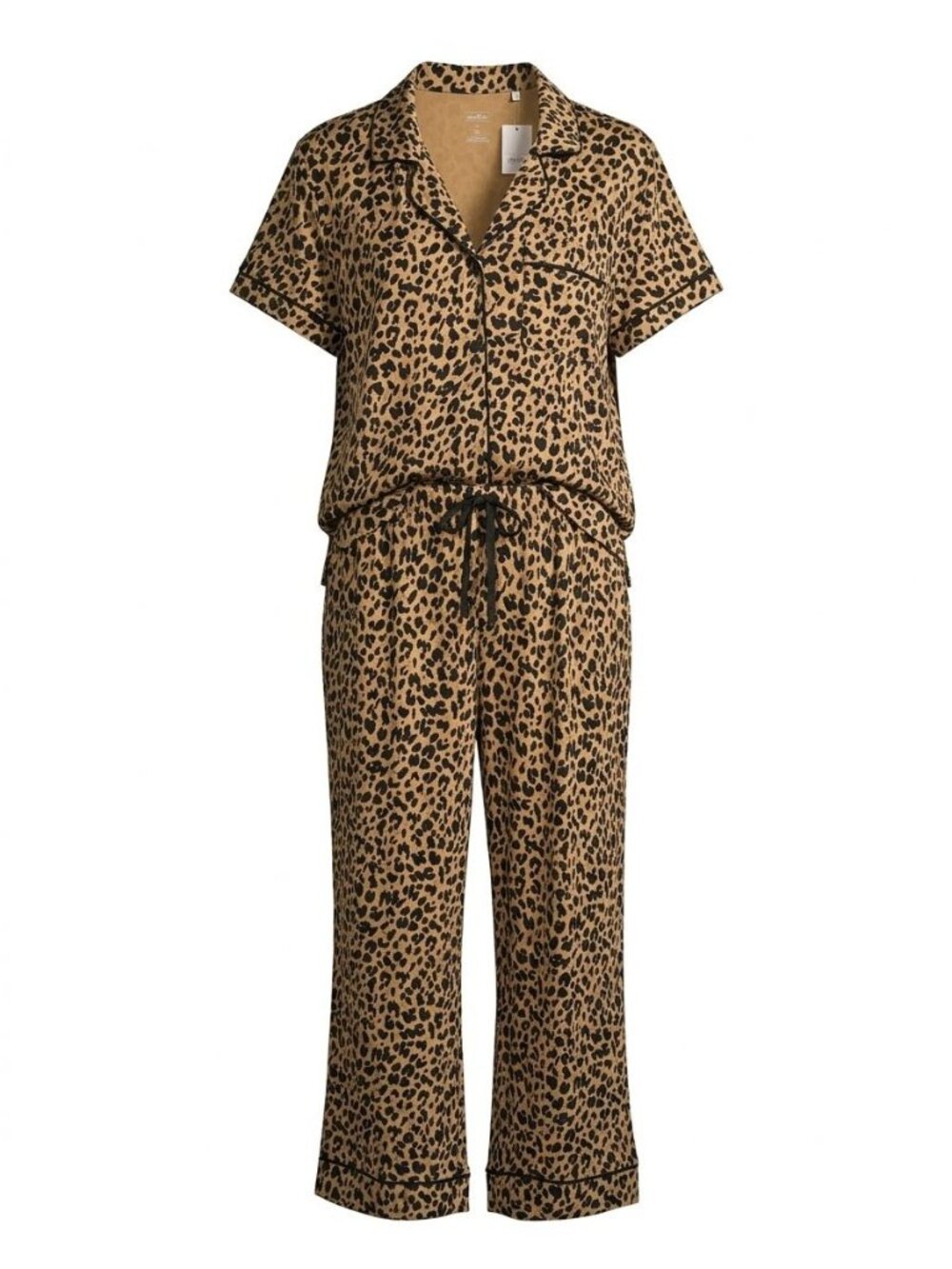 NWT Auden 2 Piece Pajama Set Sz 1X Leopard Print Button Front Shorts Sleepwear